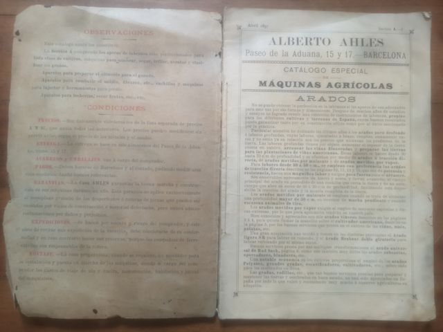 Catálogo Máquinas Agrícolas Alberto Ahles 1897