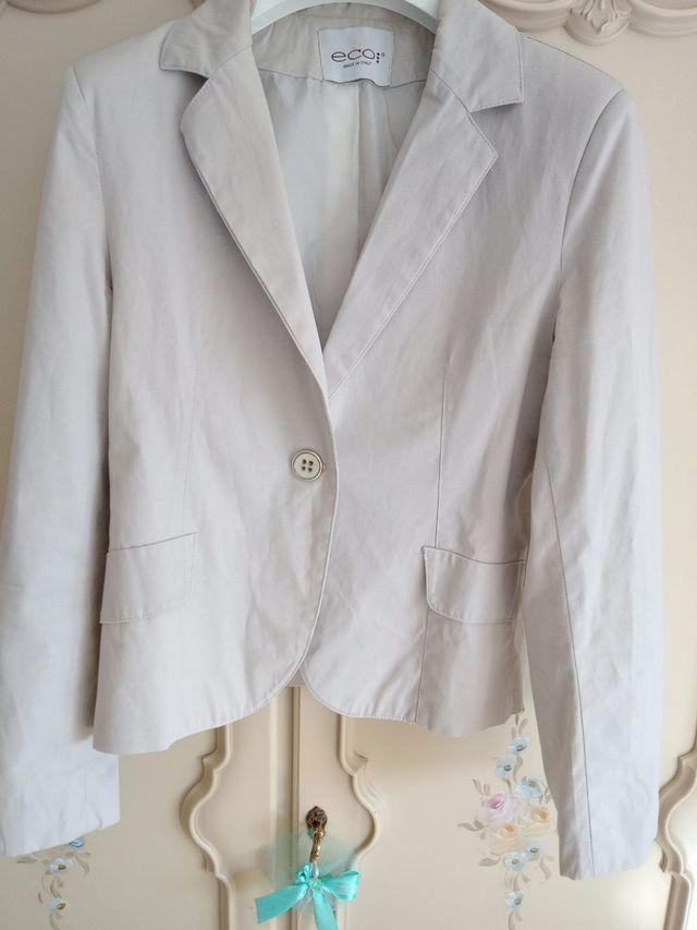 Giacca di cotone color beige chiaro da donna. Tg.L