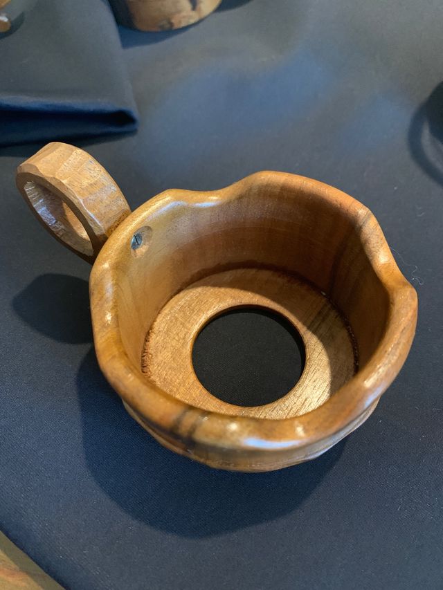 6 bicchieri,vetro temprato, sottobicchieri in teak