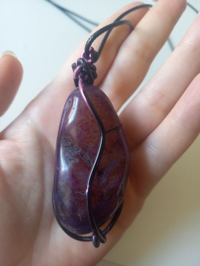 ágata mineral engarzado colgante