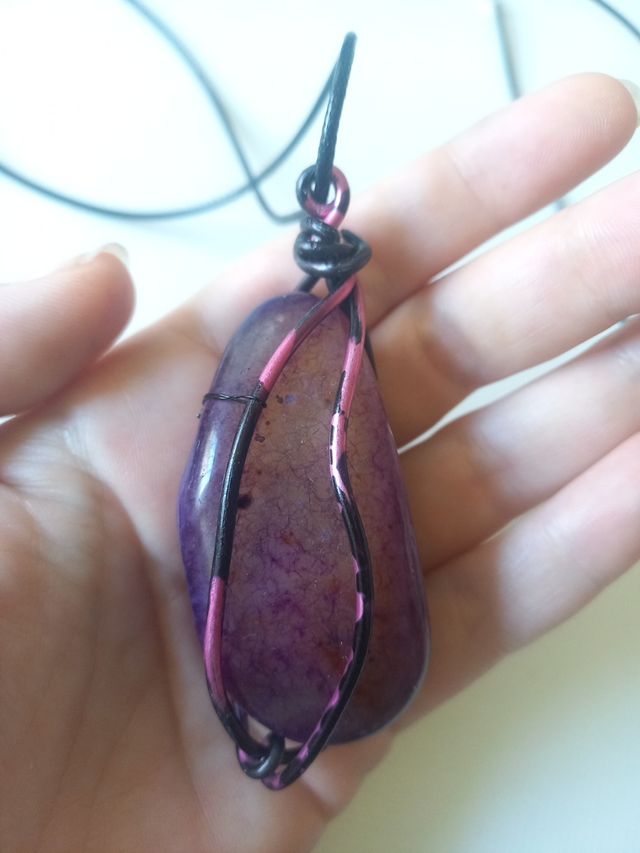 ágata mineral engarzado colgante