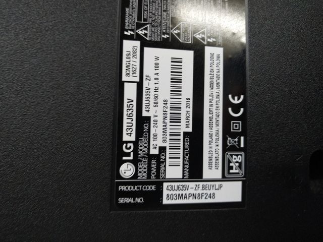 Carte Mère Pour TV LG 43UJ635V – Réf EAX67133404 / EBR84157601 / EBT64562106 – Occasion