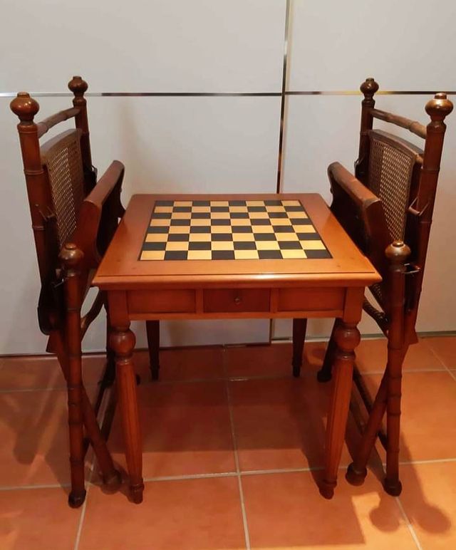 👀Mesa juegos😱 (AJEDREZ y CARTAS ) con cajones