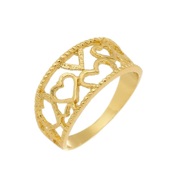 ANILLO CHAPADO ORO 18 K CORAZONES PEQ