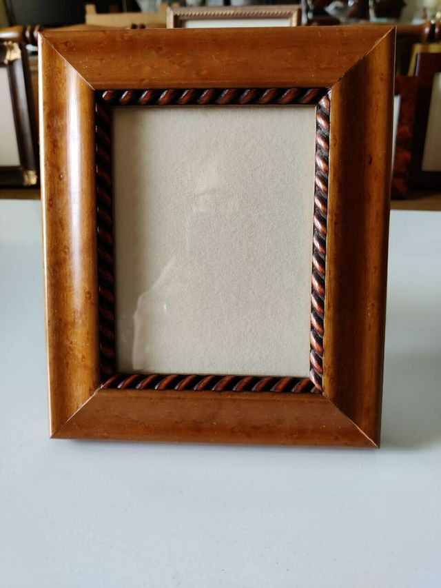 Portafoto in radica d'ulivo e vetro