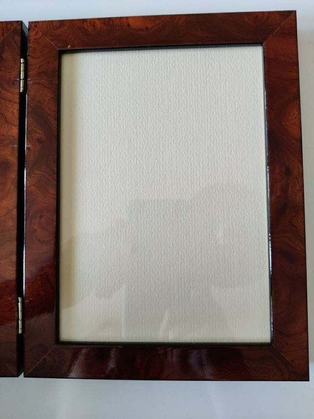 Portafoto grande doppio con cornice in radica