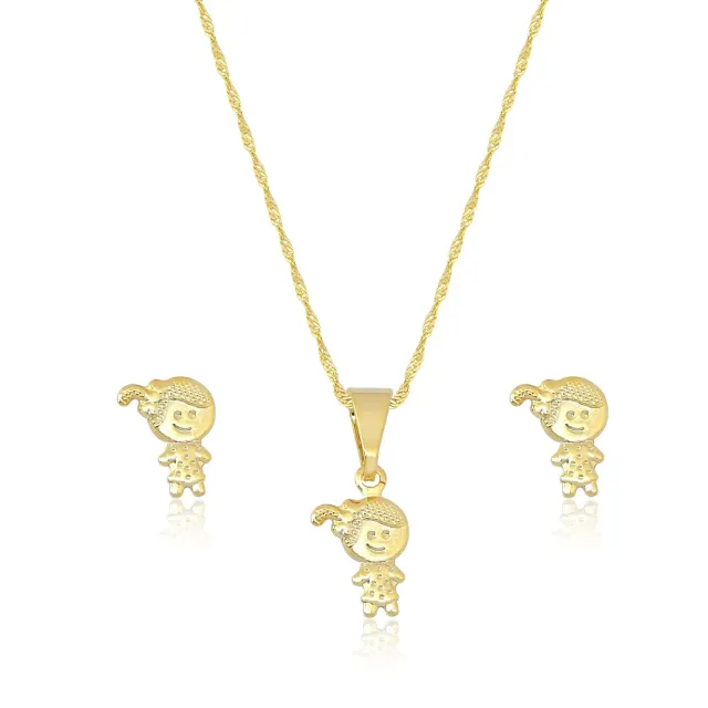 Conjunto Infantil Niña chapado oro 18k