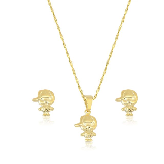 Conjunto Infantil nino  chapado oro 18
