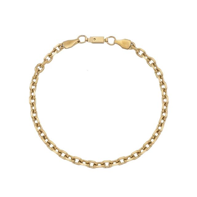 (Collar y Pulsera) Eslabones Acero color Oro