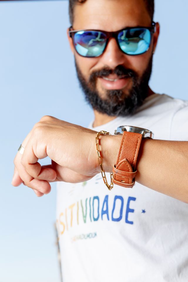 (Collar y Pulsera) Eslabones Acero color Oro