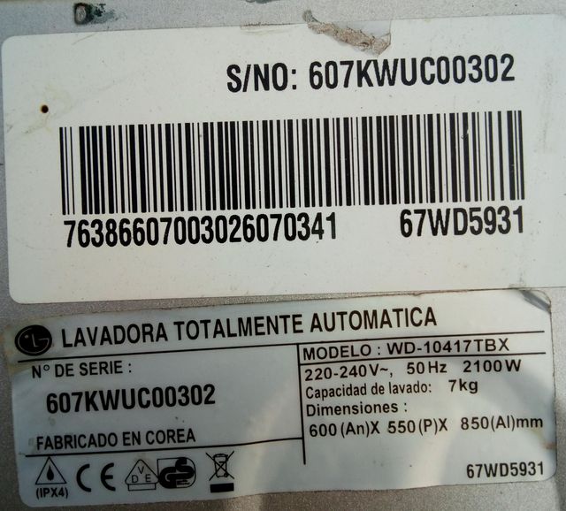 Placa lavadora LG y otros repuestos 