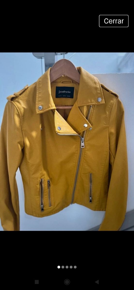 Biker efecto piel en color mostaza