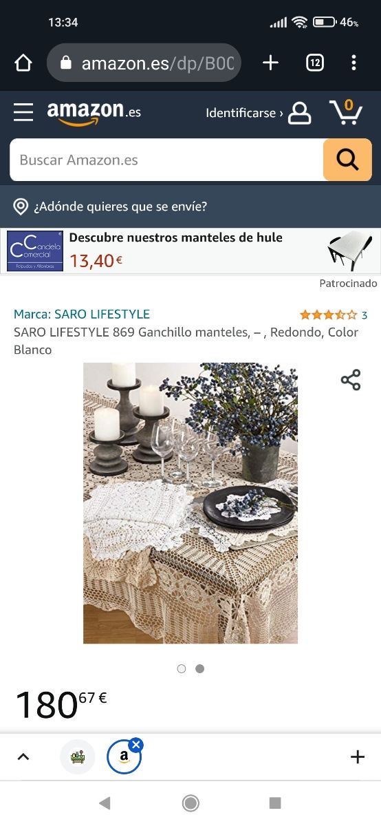 Mantel antiguo crochet. Diámetro: 240 cm