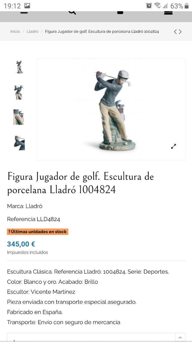 figura de lladro golfista OCASION