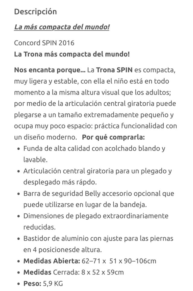 Trona amarilla aluminio spin concord