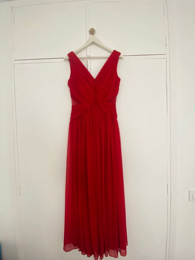 Vestido rojo de fiesta Mango