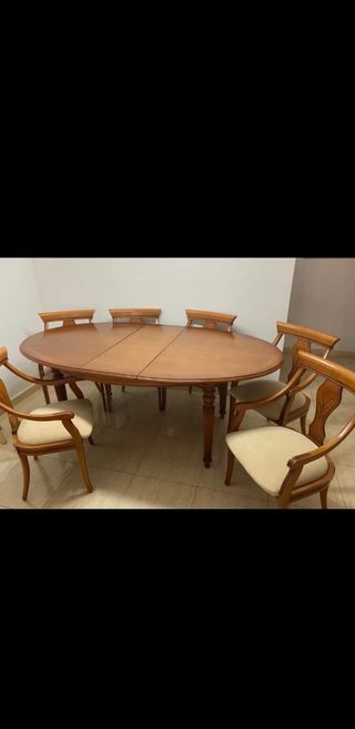 Mesa salón comedor con sus 6 butacones 