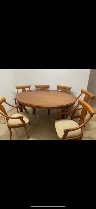 Mesa salón comedor con sus 6 butacones 