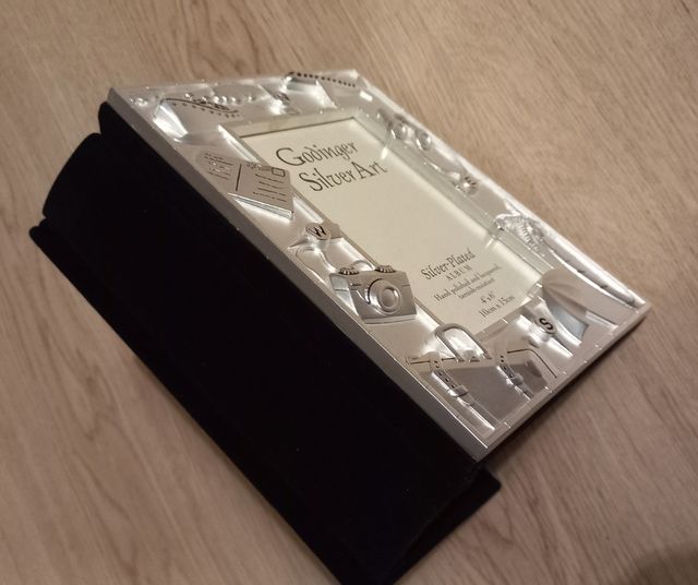 Álbum foto Marco plateado/trasera terciopelo negro