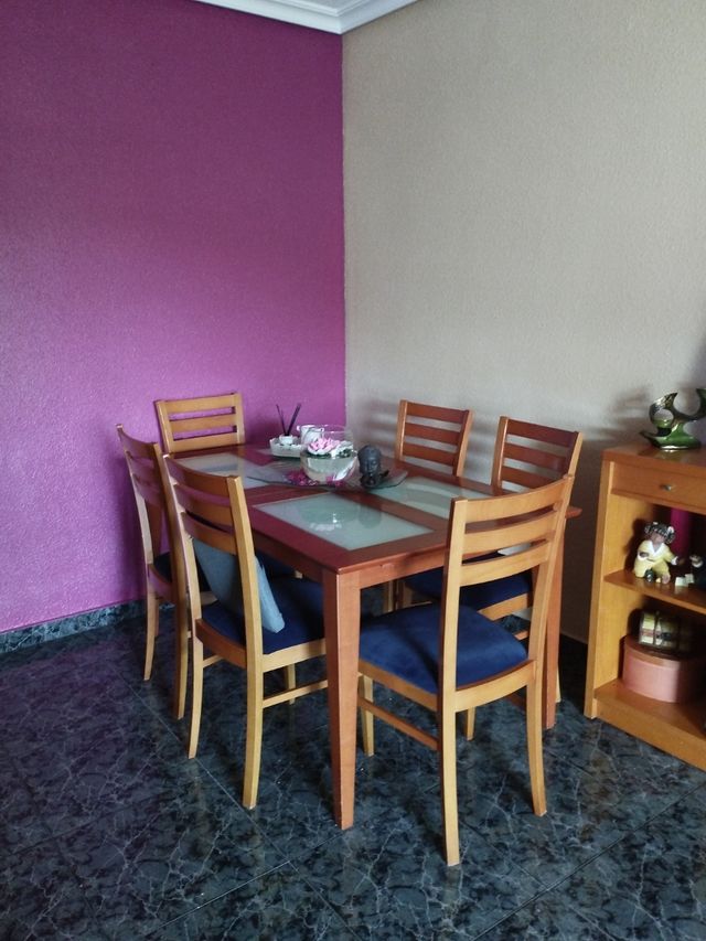 conjunto mesa extensible y 6 sillas