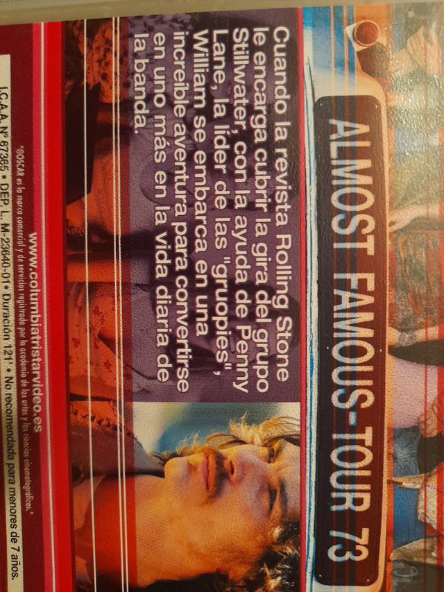 Película "Casi famosos" (almost famoustour73) VHS de segunda mano por