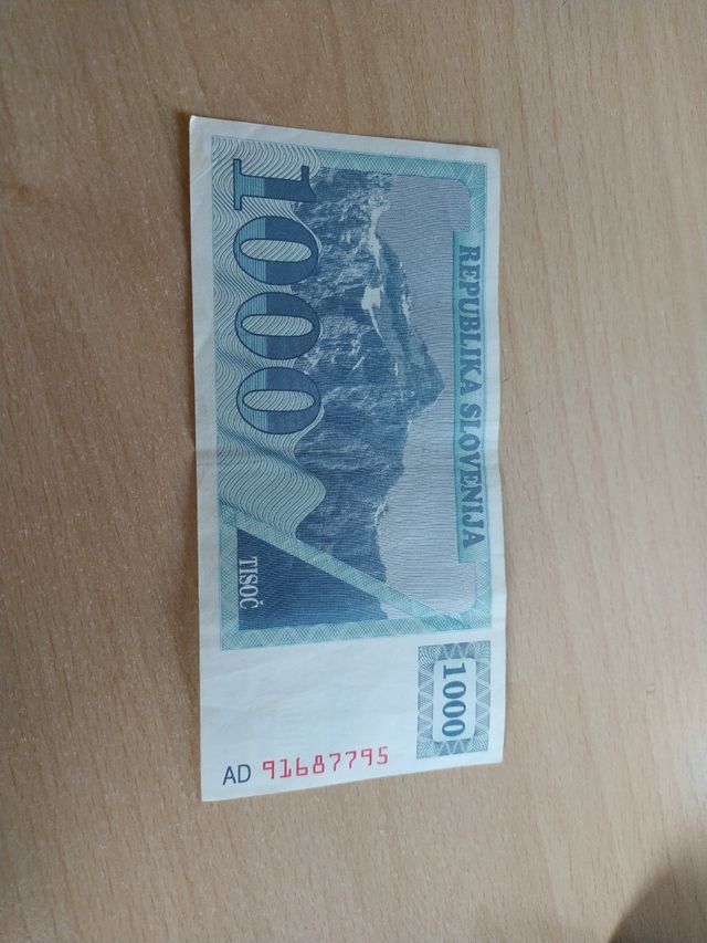 banconota rara republika slovenija 1000 tolarjev 