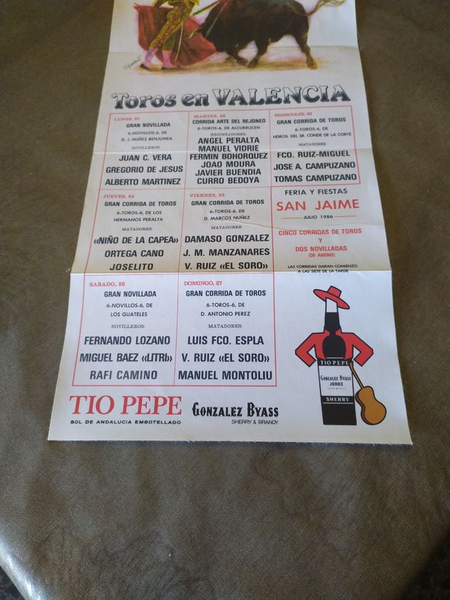 Cartel Toros 1986 papel seda Exclusivo