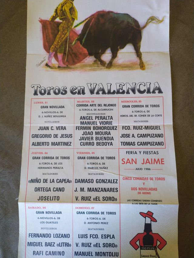Cartel Toros 1986 papel seda Exclusivo