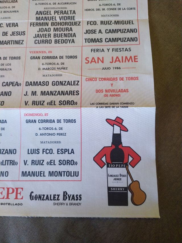 Cartel Toros 1986 papel seda Exclusivo
