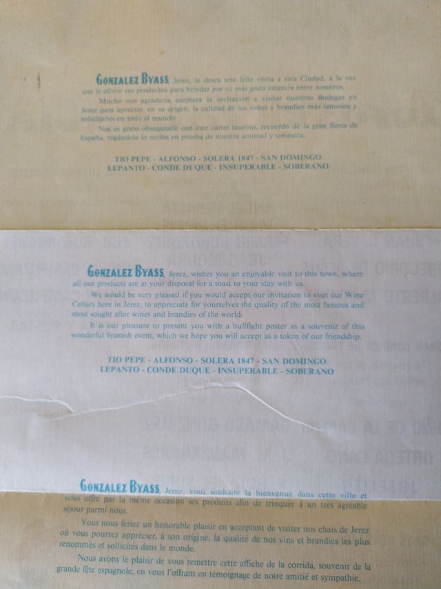 Cartel Toros 1986 papel seda Exclusivo