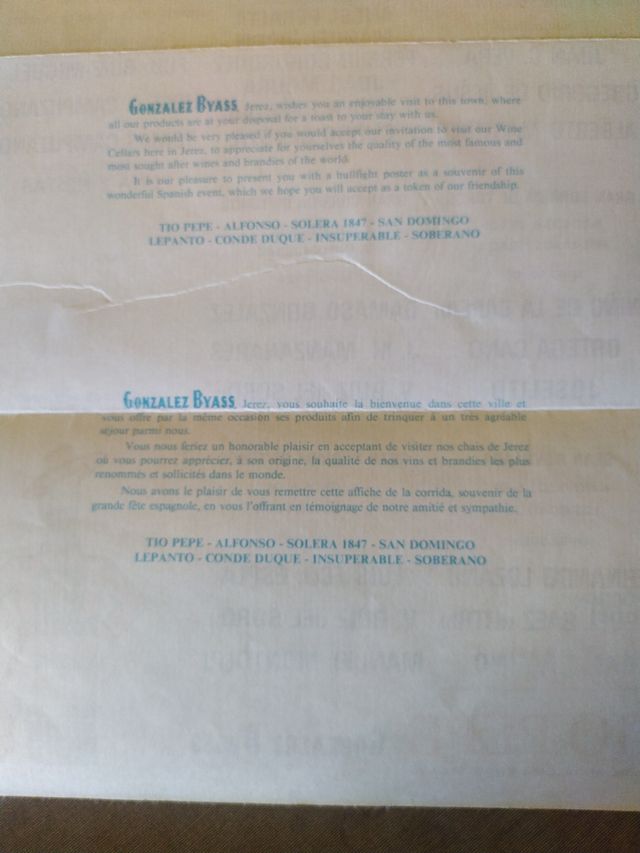 Cartel Toros 1986 papel seda Exclusivo