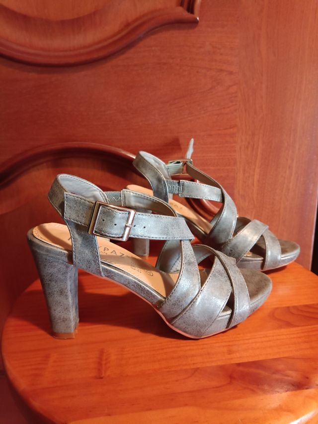 Sandalias plateadas mujer N" 35