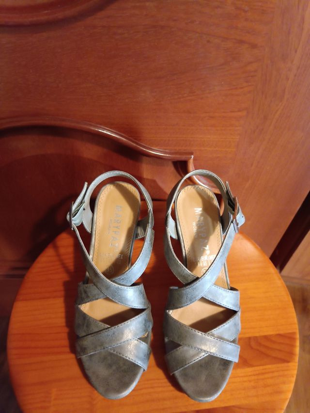 Sandalias plateadas mujer N" 35