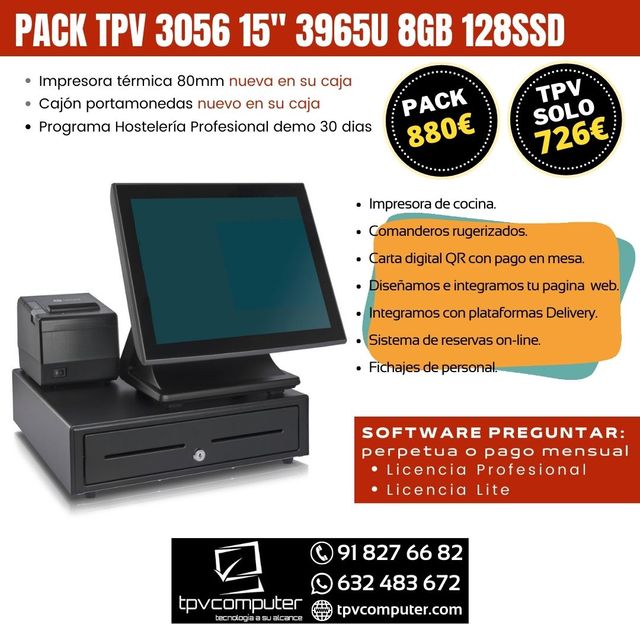 PACK TPV 3056 15" 3965U 8GB 128SSD