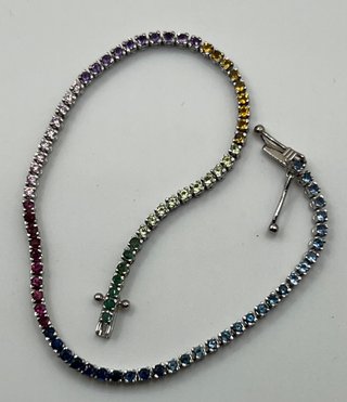 Pulsera riviere de oro de 18 kt con zafiros...