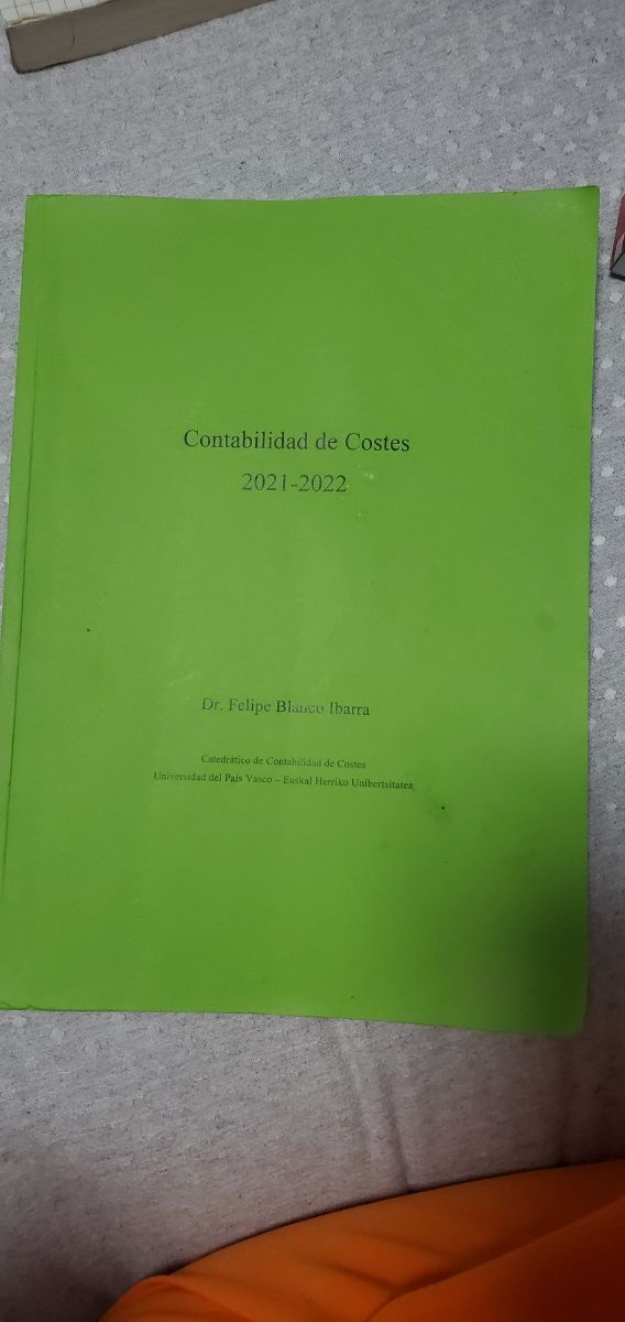 Contabilidad de Costes Universidad del País Vasco