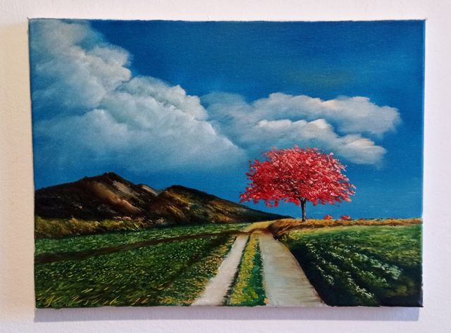 Quadro paesaggio olio su tela