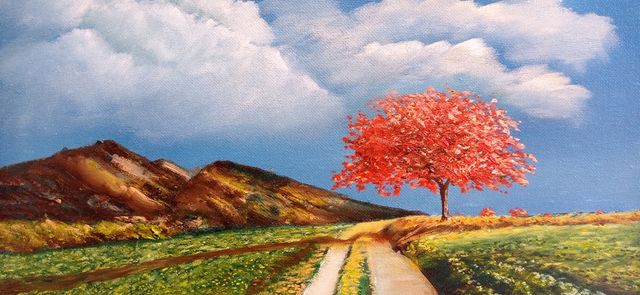 Quadro paesaggio olio su tela