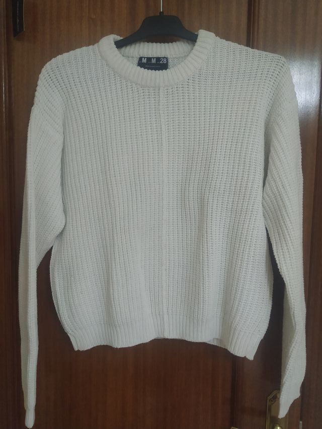 Jersey blanco de punto Bershka invierno