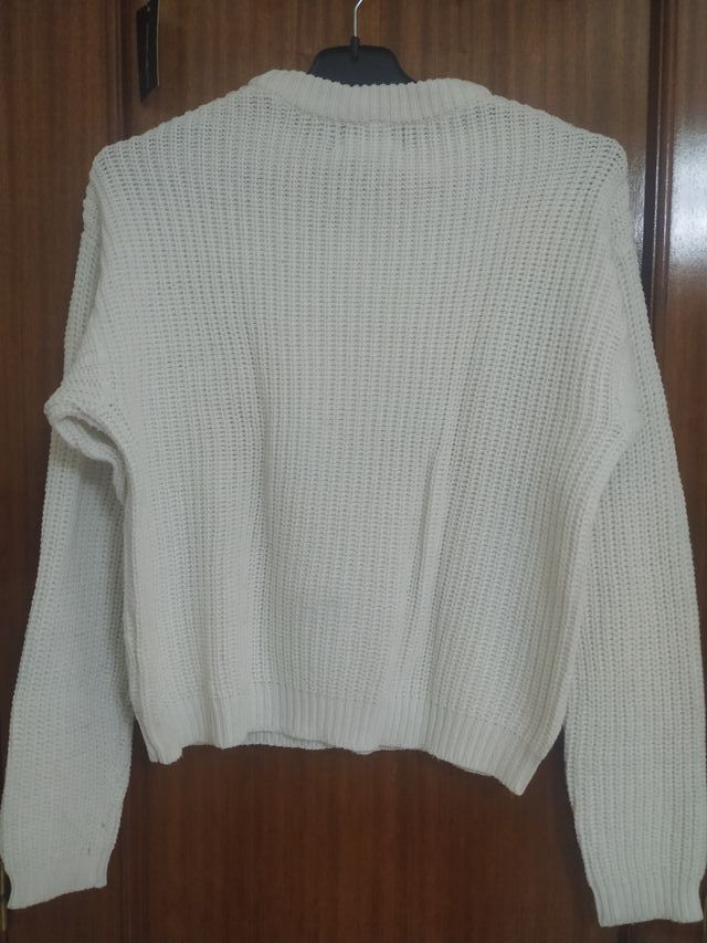 Jersey blanco de punto Bershka invierno