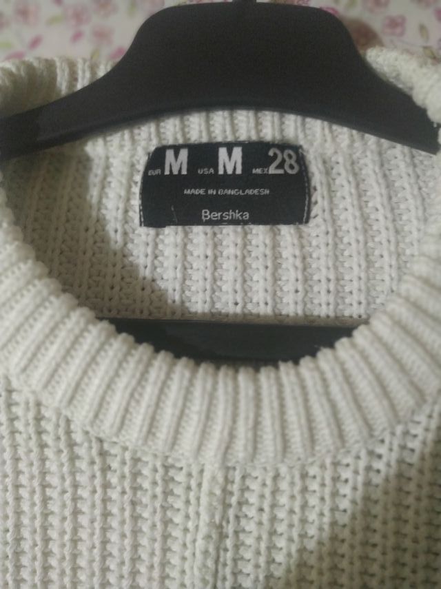 Jersey blanco de punto Bershka invierno