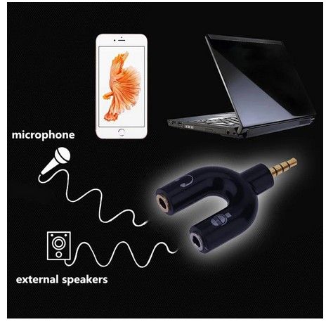Adattatore a Y per cuffie e microfoni nero