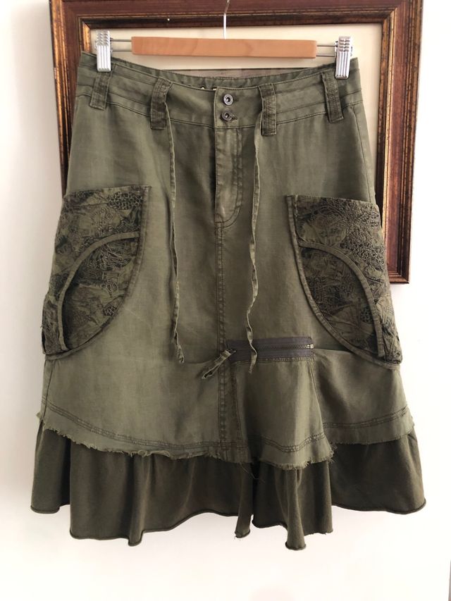 Desigual, falda color caqui, talla 36