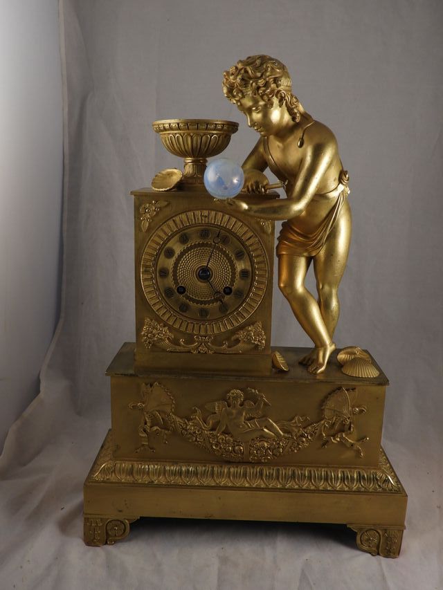 MAGNIFICO RELOJ DORADO AL MERCURIO DE EPOCA IMPERI