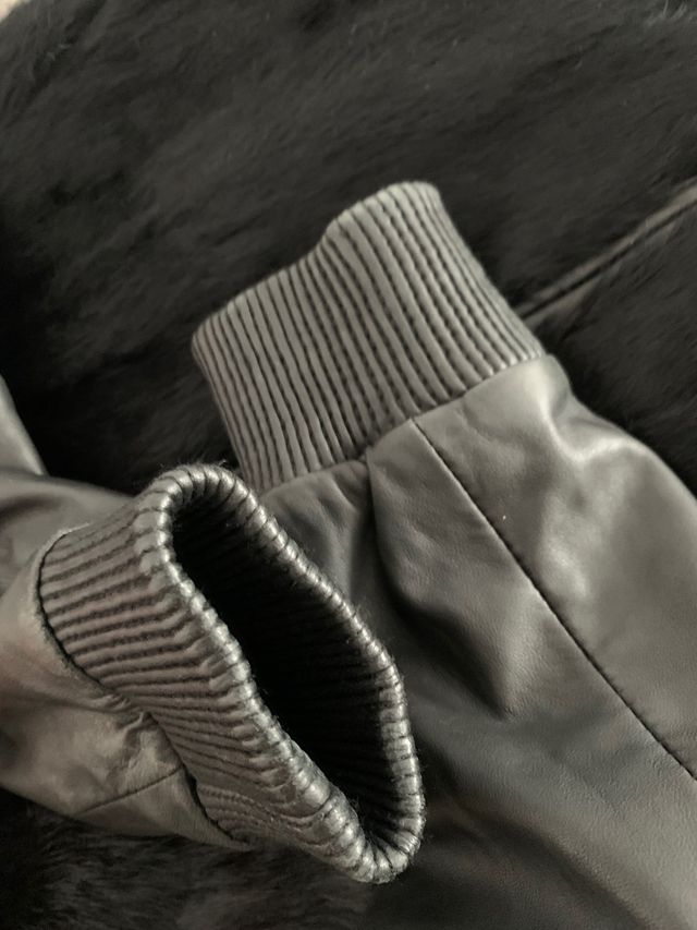 Cazadora cuero natural Mango XS Nueva