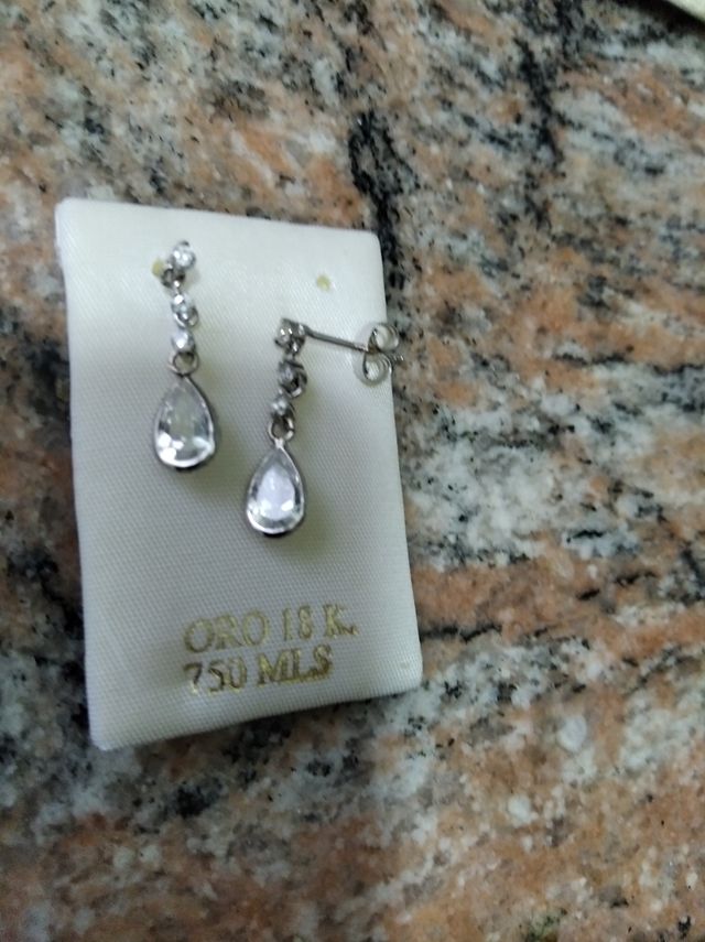 pendientes de boda oro blanco 18kilates para novia