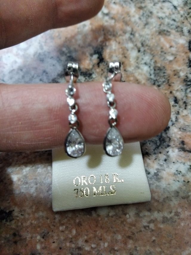 pendientes de boda oro blanco 18kilates para novia