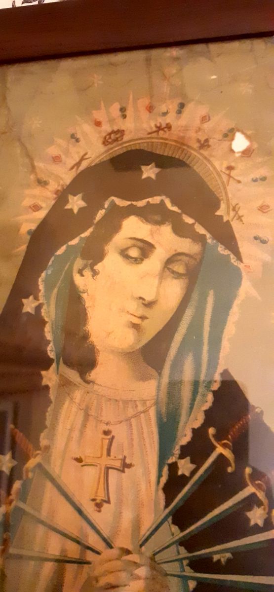 Litografía enmarcada Virgen Dolorosa siglo XIX