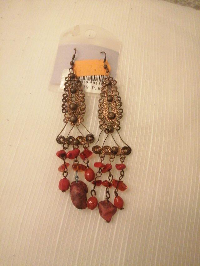 PENDIENTES  Largos rojo y cobre
