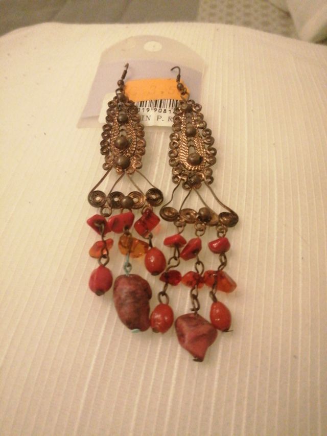 PENDIENTES  Largos rojo y cobre